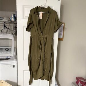SHEIN Olive Green Midi Dress